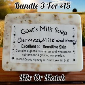 1 Home-made Amish Goat's Milk Soap Bar "Oatmeal, Milk & Honey" Borntregers